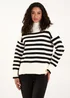 Blue Vanilla Ivory High Neck Striped Jumper - Medium/Large Image 1