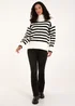 Blue Vanilla Ivory High Neck Striped Jumper - Medium/Large Image 4