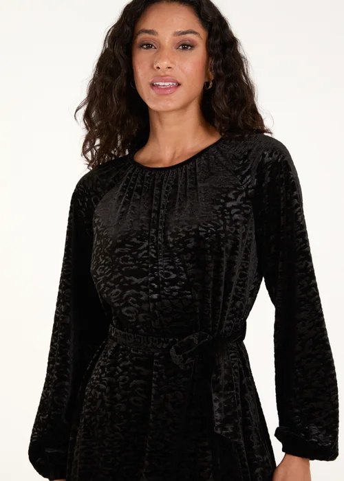 Blue Vanilla Black Velvet Belted Swing Dress - S Image 3