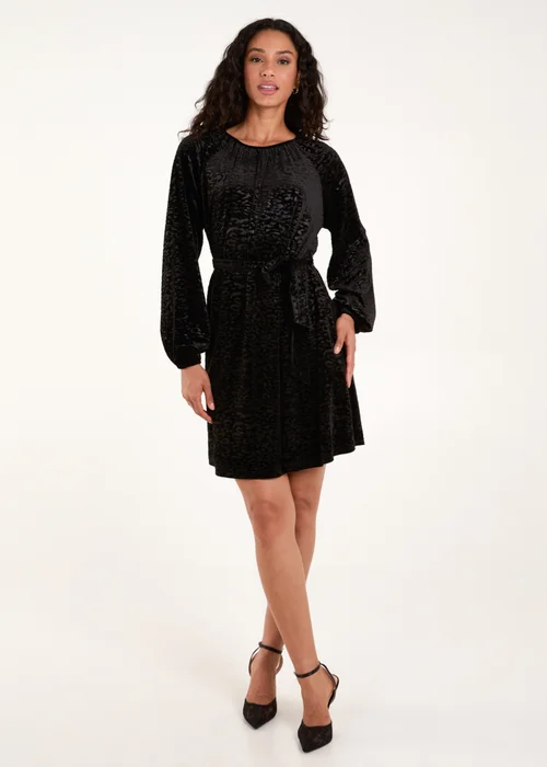 Blue Vanilla Black Velvet Belted Swing Dress - S Image 4