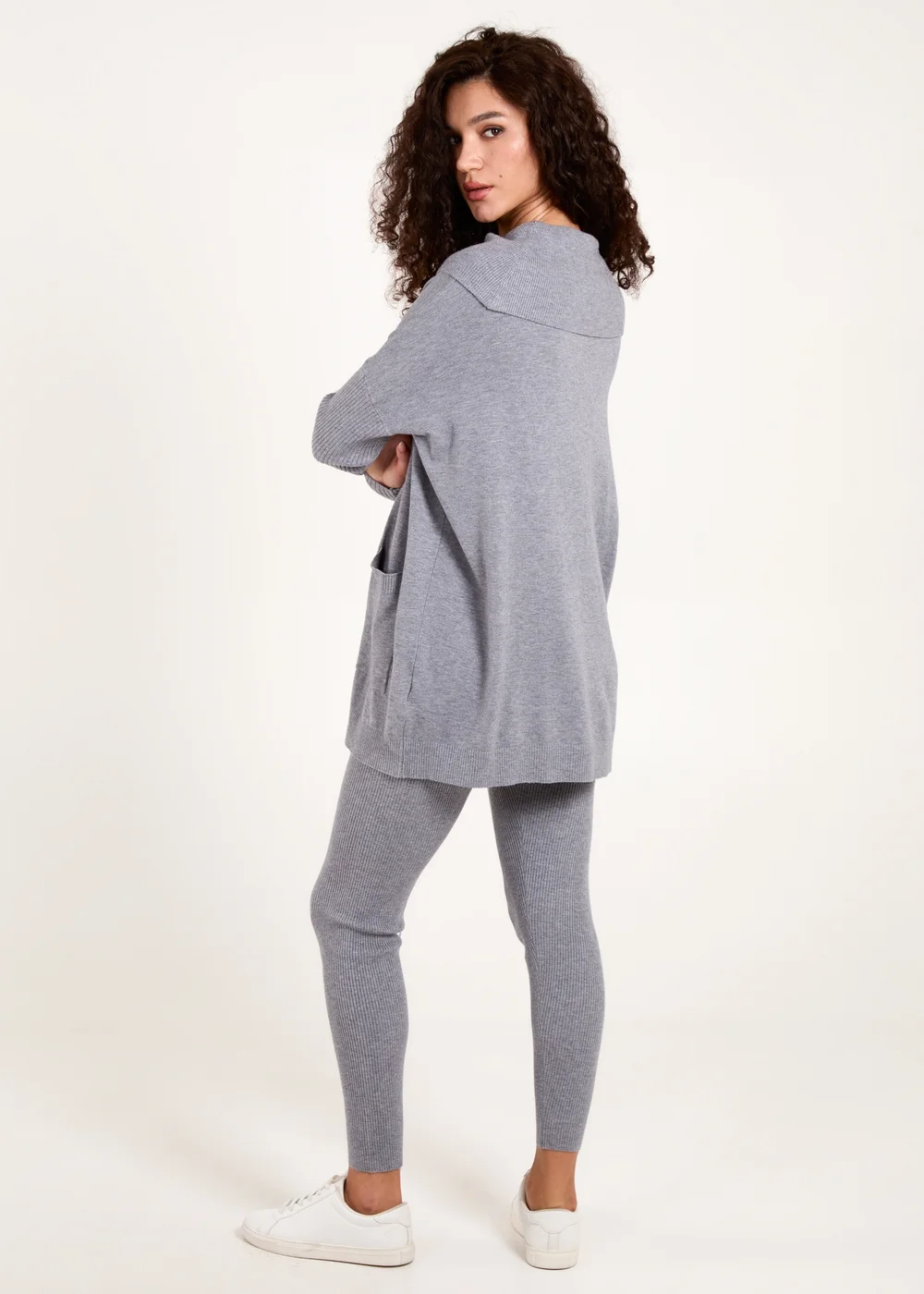 Blue Vanilla Grey Ribbed Legging & Cowl Neck Jumper Set - S/M Image 2