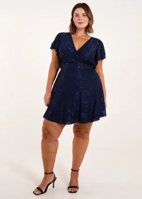 Blue Vanilla Navy Curve Mesh Wrap Dress - 18-20 Image 4
