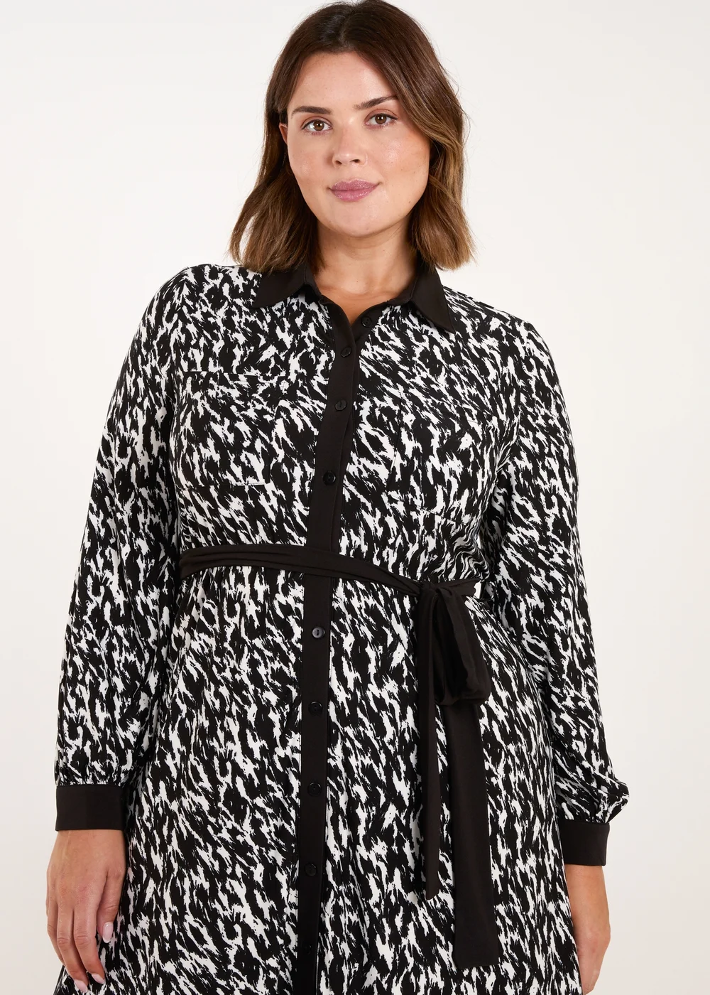 Blue Vanilla Black Curve Constrast Belted Midi Shirt Dress - 18-20 Image 2