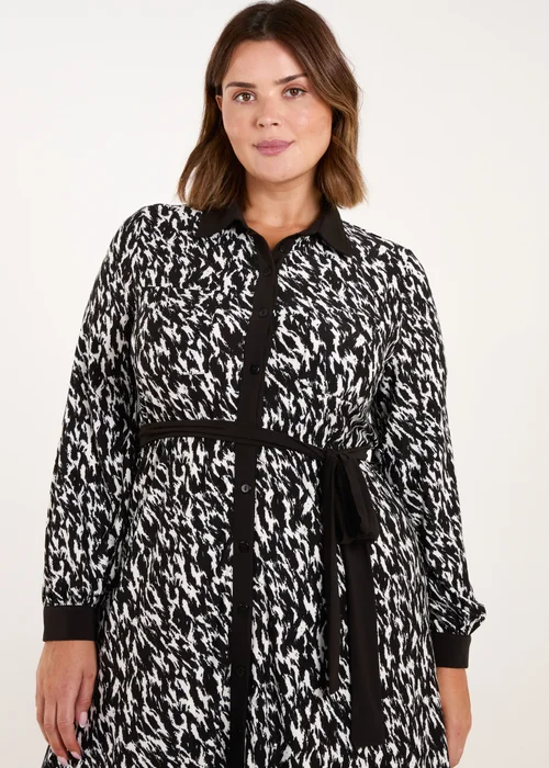 Blue Vanilla Black Curve Constrast Belted Midi Shirt Dress - 18-20 Image 2