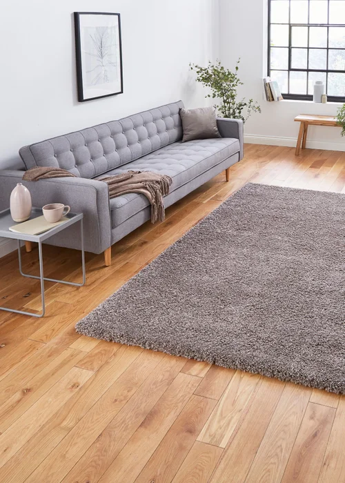 Think Rugs Sierra Beige Plain Shaggy Rectangle Rug - 80 x 150 Image 1