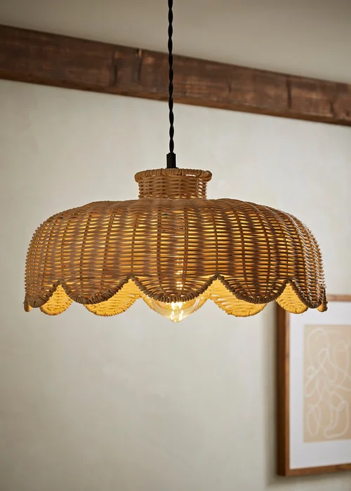 ValueLights Naveah Wood Rattan Natural Tapered Ceiling Pendant Shade (18cm x 38cm x 38cm) - One Size Image 1