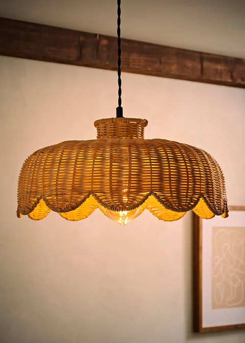 ValueLights Naveah Wood Rattan Natural Tapered Ceiling Pendant Shade (18cm x 38cm x 38cm) - One Size Image 3