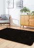 Think Rugs Super Teddy Black Plain Shaggy Rectangle Rug - 60 X 120 Image 2