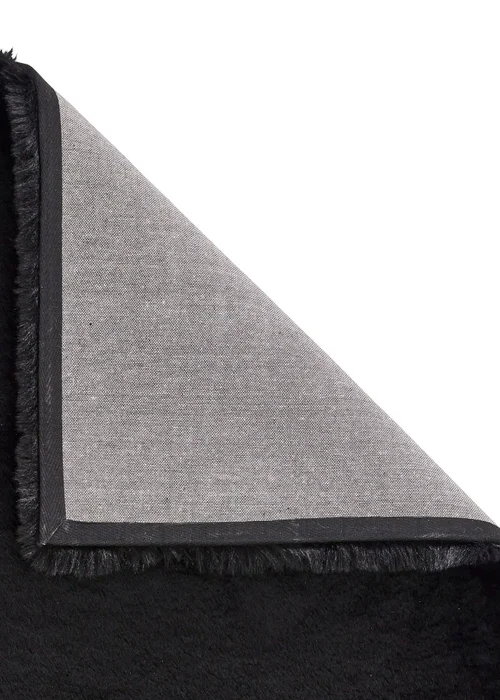 Think Rugs Super Teddy Black Plain Shaggy Rectangle Rug - 60 X 120 Image 4