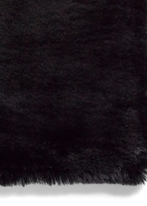 Think Rugs Super Teddy Black Plain Shaggy Rectangle Rug - 60 X 120 Image 5
