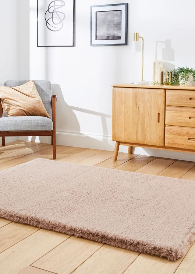 Think Rugs Super Teddy Mink Plain Shaggy Rectangle Rug