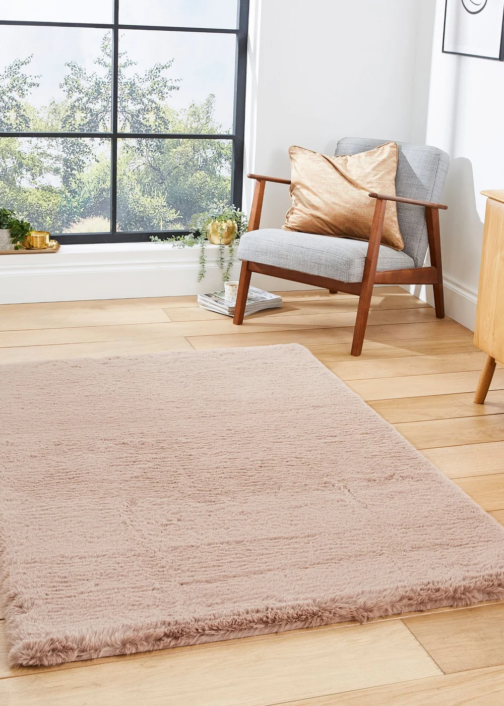 Think Rugs Super Teddy Mink Plain Shaggy Rectangle Rug - 60 X 120 Image 1