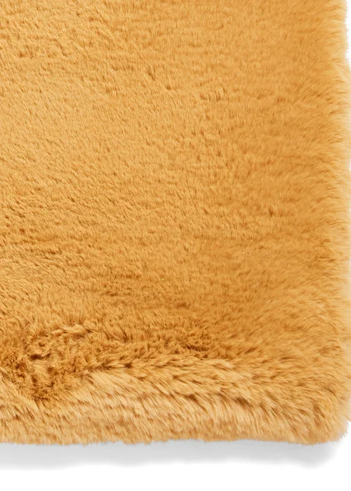 Think Rugs Super Teddy Mustard Plain Shaggy Rectangle Rug - 60 X 120 Image 5