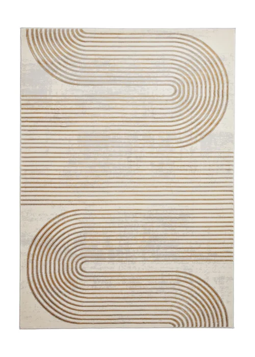 Think Rugs Apollo Grey/Gold Modern Linear Rectangle Rug - 80 x 150 Image 3