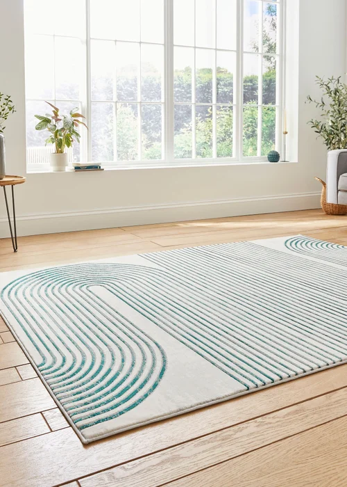 Think Rugs Apollo Grey/Green Modern Linear Rectangle Rug - 80 x 150 Image 2
