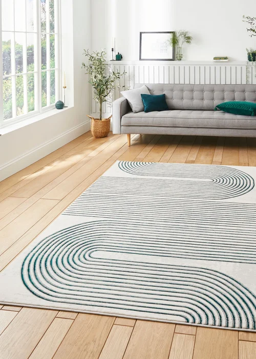 Think Rugs Apollo Grey/Green Modern Linear Rectangle Rug - 80 x 150 Image 1
