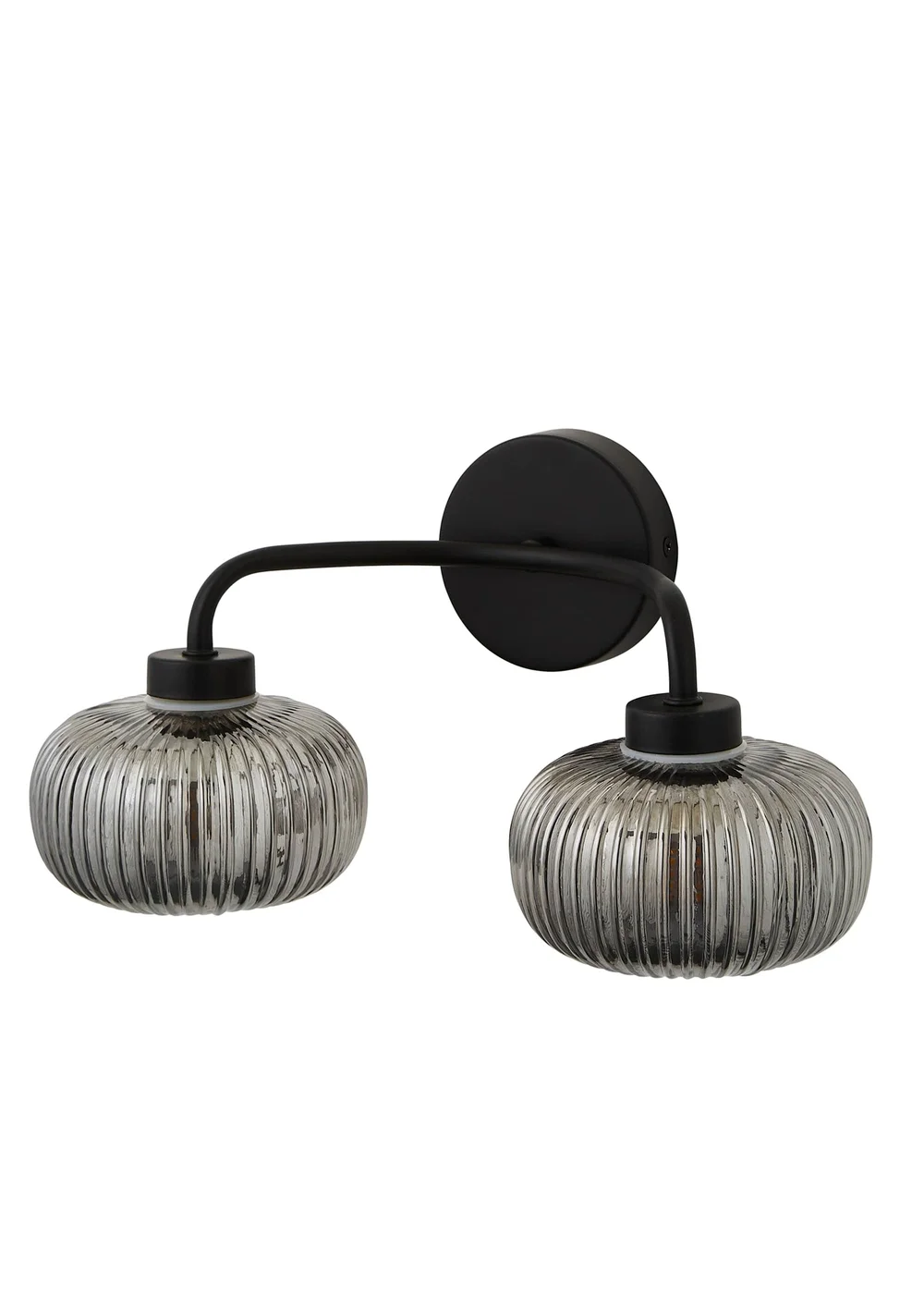 ValueLights Amaia Polished Black Wall Light with Clear Globe Shade - One Size Image 2