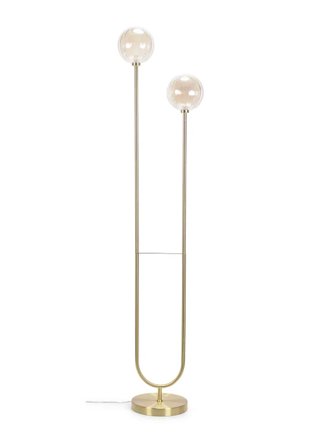 ValueLights Chessy Gold Floor Lamp with Globe Shade (153cm x 32cm x 23cm)