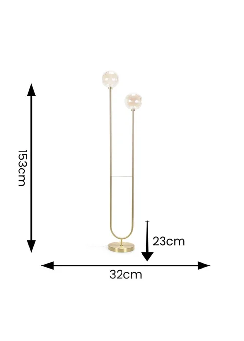 ValueLights Chessy Gold Floor Lamp with Globe Shade (153cm x 32cm x 23cm) - One Size Image 4