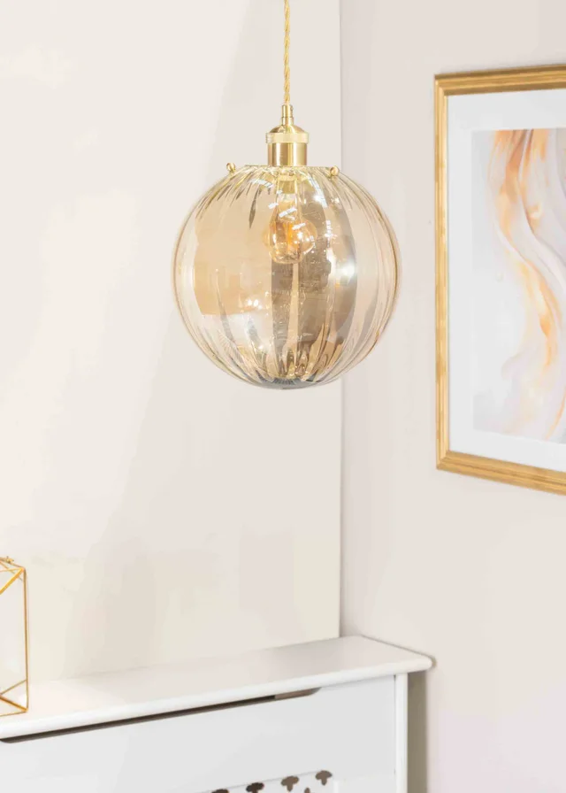 ValueLights Chessy Glass Amber Gold Globe Ceiling Pendant Shade