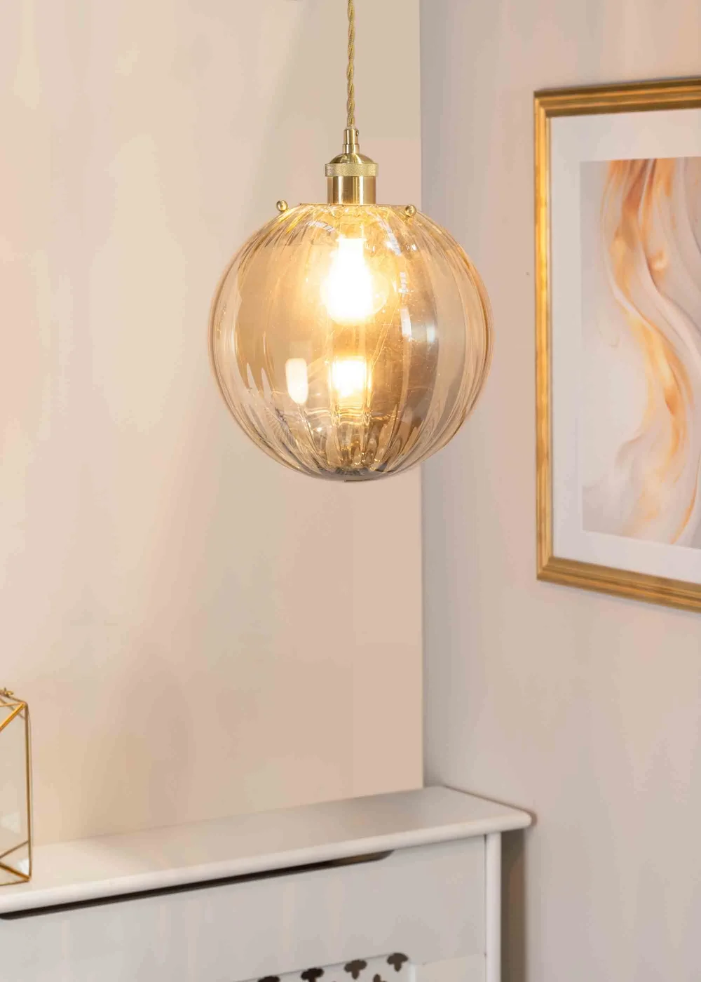 ValueLights Chessy Glass Amber Gold Globe Ceiling Pendant Shade - One Size Image 2
