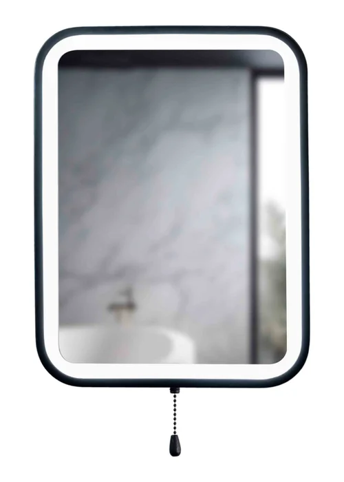 ValueLights IP44 Bathroom Mirror Matte Black Illuminated Integrated LED - One Size Image 3
