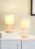 ValueLights Pair Oak Natural Table Lamp with Natural Drum Shade - One Size Image 2