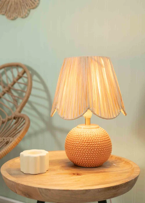 ValueLights Sebby Gloss Orange Table Lamp with Natural Tapered Shade - One Size Image 1