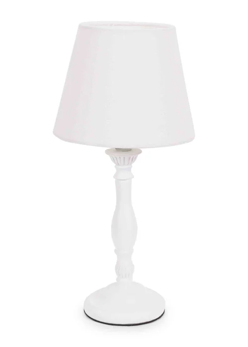 ValueLights Sara White Table Lamp with Cream Tapered Shade (32cm x 15cm x 15cm) - One Size Image 3