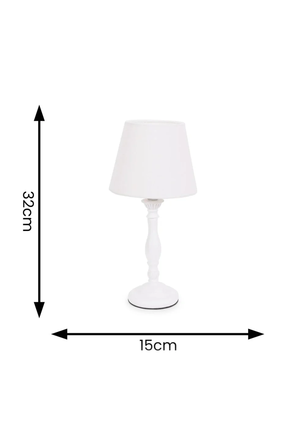 ValueLights Sara White Table Lamp with Cream Tapered Shade (32cm x 15cm x 15cm) - One Size Image 5