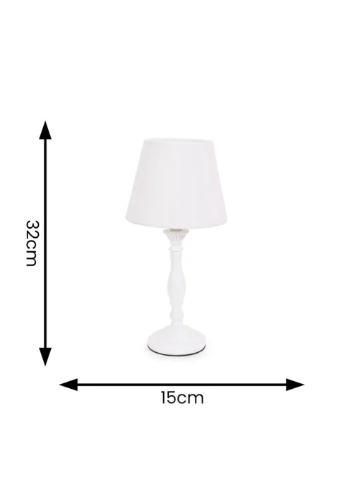 ValueLights Sara White Table Lamp with Cream Tapered Shade (32cm x 15cm x 15cm) - One Size Image 5