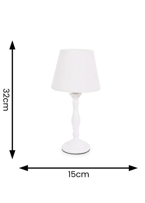 ValueLights Sara White Table Lamp with Cream Tapered Shade (32cm x 15cm x 15cm) - One Size Image 4