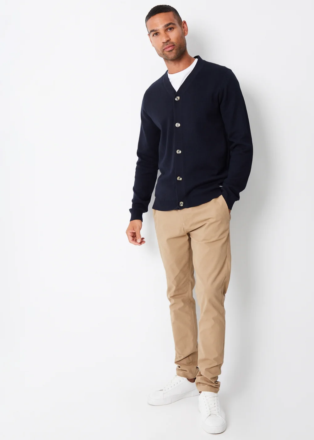 Threadbare Navy Cotton Blend Knitted Cardigan - S Image 3