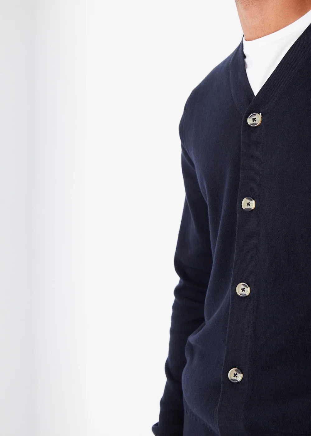 Threadbare Navy Cotton Blend Knitted Cardigan - S Image 4