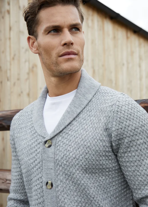 Threadbare Grey Shawl Collar Knitted Cardigan - 2XL Image 3