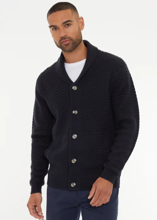 Threadbare Navy Shawl Collar Knitted Cardigan - 2XL Image 1