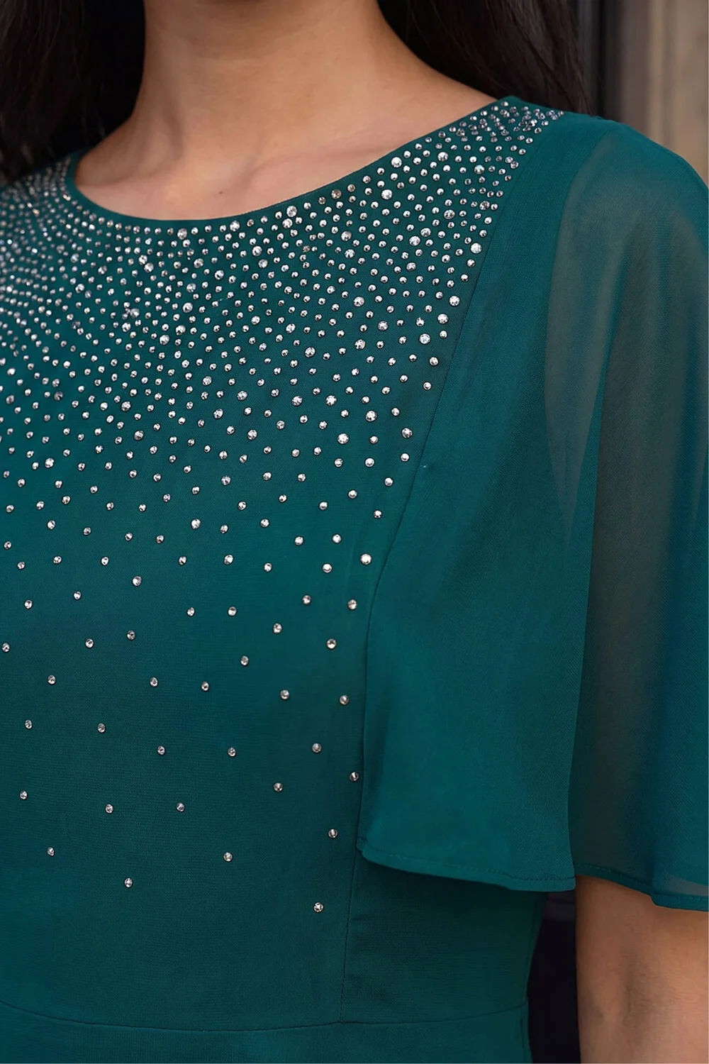 Roman Green Petite Embellished Skater Dress - 12 Image 4