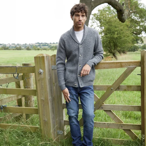 Threadbare Charcoal Shawl Collar Cardigan - Medium Image 4