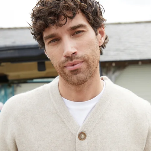 Threadbare Natural Button Up Patch Pocket Knitted Cardigan - S Image 4