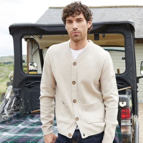 Threadbare Natural Button Up Patch Pocket Knitted Cardigan - S Image 1