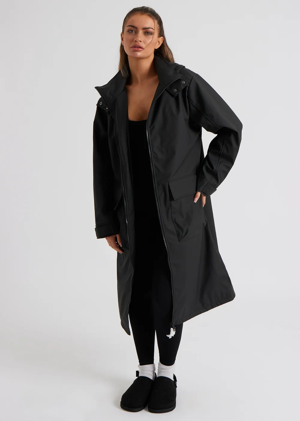Urban Bliss Black Rubberised Raincoat - 10 Image 1