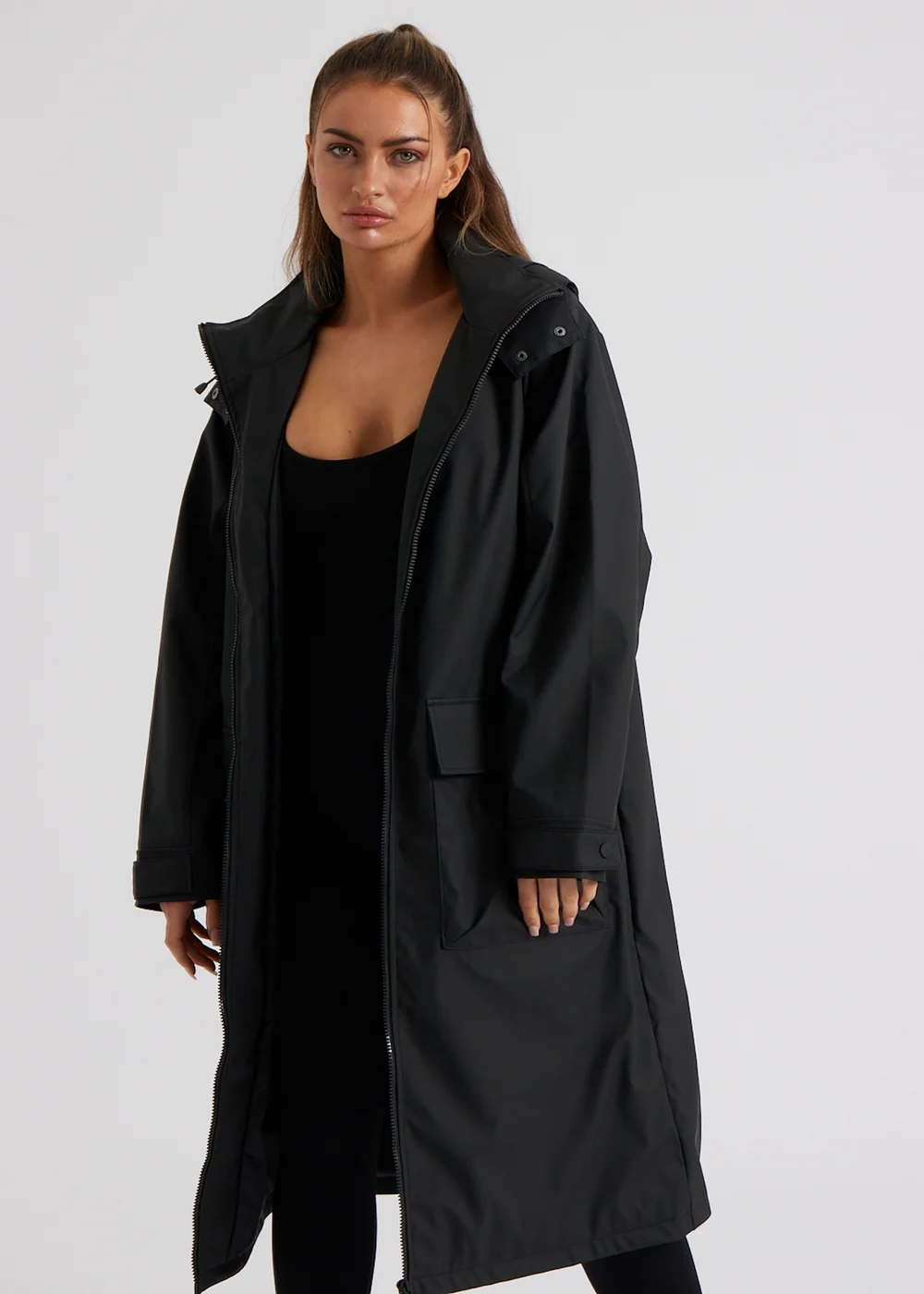 Urban Bliss Black Rubberised Raincoat - 10 Image 2