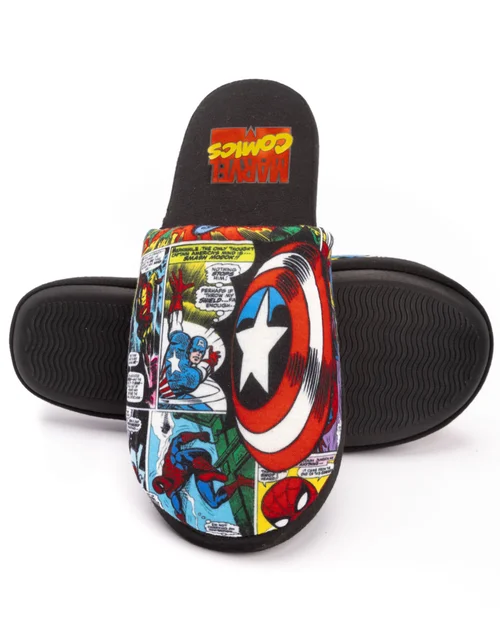 Vanilla Underground Marvel Mens Black Character All-Over Print Mule Slippers - Size 11-12 Image 2