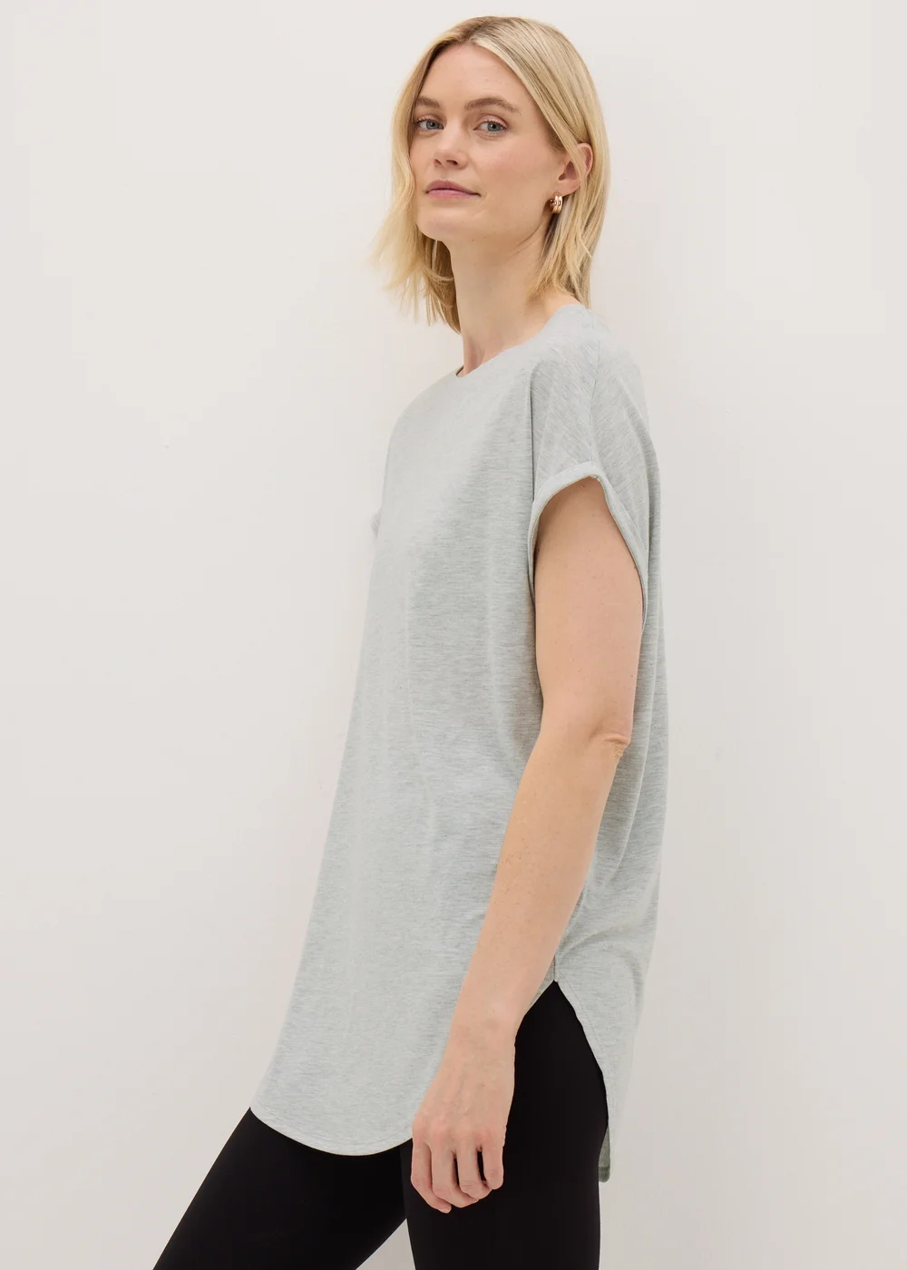 Grey Longline T-Shirt - Small Image 2