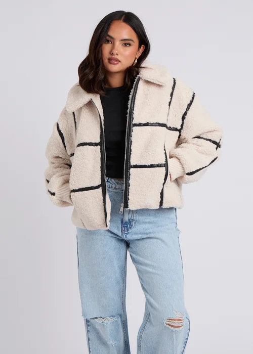 Urban Bliss Cream Taped Borg Coat - 14 Image 2