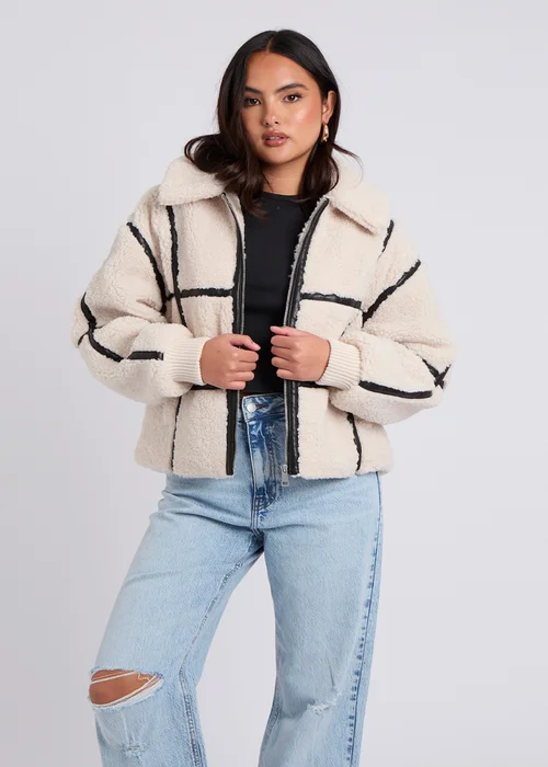 Urban Bliss Cream Taped Borg Coat - 14 Image 1