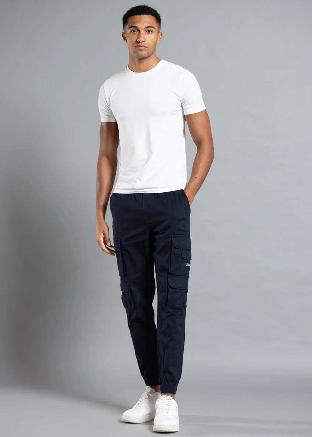 Tokyo Laundry Navy Belted Cotton Cargo Trousers - L Image 4