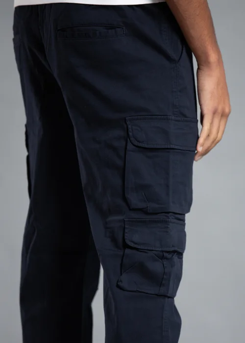 Tokyo Laundry Navy Belted Cotton Cargo Trousers - L Image 3