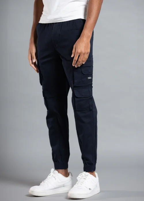 Tokyo Laundry Navy Belted Cotton Cargo Trousers - L Image 1