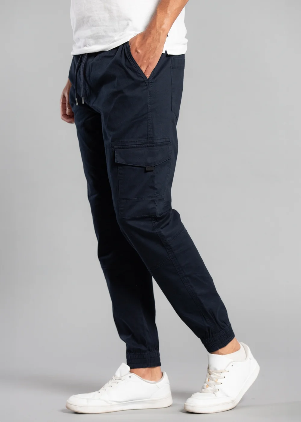 Tokyo Laundry Navy Cotton Drawstring Cargo Trousers - XL Image 3